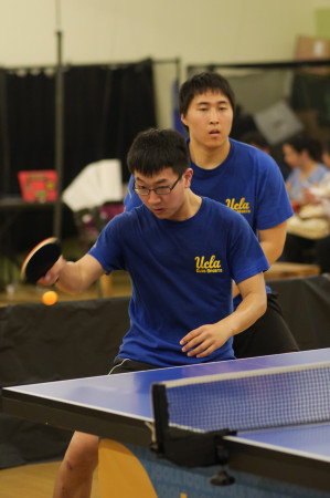 Taiyu Guo and Bowen Rao in doubles action