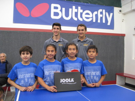 (front row) Hayk Mherian, Emily Shahverdian, Anika Grigor, Andrew Grigor, (back row) Micah Bernhard & Adam Schoenfeld