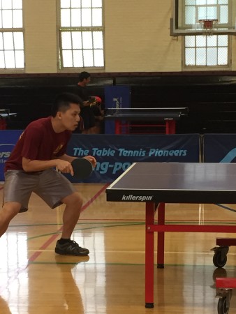 Hsiang-Yu Hsieh prepares to return a serve from Tae Kim