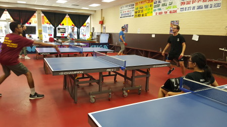 Chaitanya (Left), Caleb (Right), Francheska (Umpire)