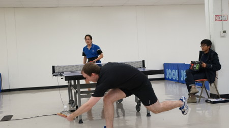 Jack reaching for a ball far to the forehand