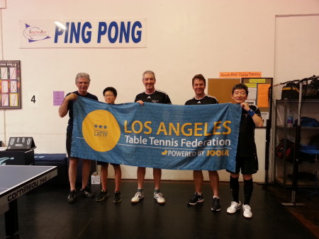 Pre-match team photo: Matt, Brian, Peter, Mark & Adachi